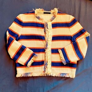 PINKO, Blazer with blue and coral stripes , S